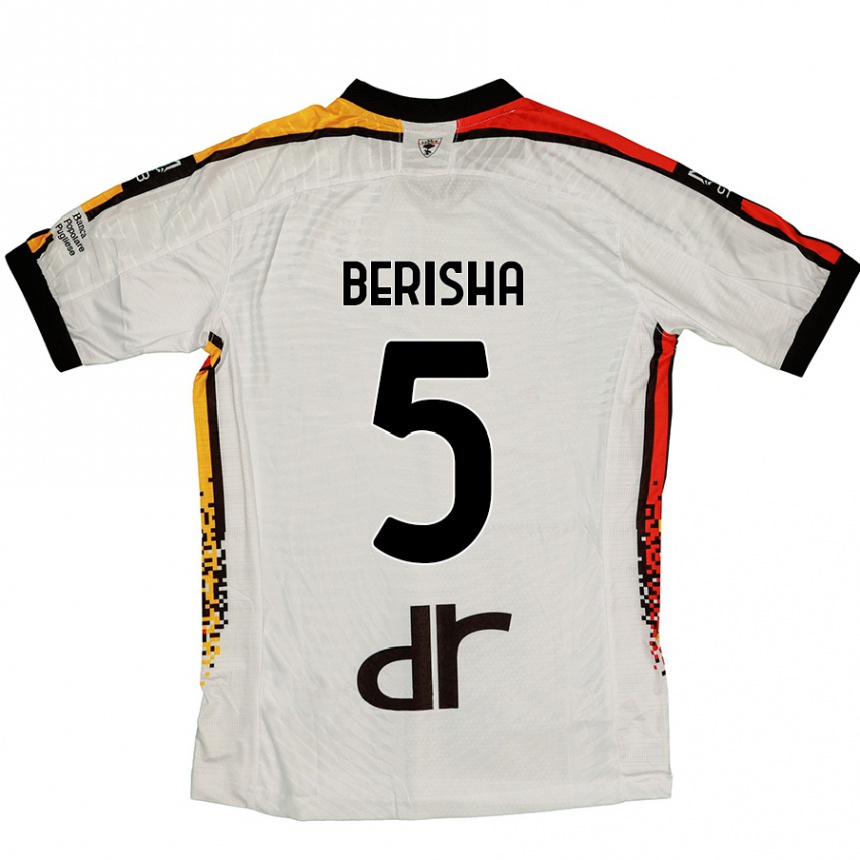 Kinder Fußball Medon Berisha #5 Weiß Schwarz Auswärtstrikot Trikot 2024/25 T-Shirt Luxemburg