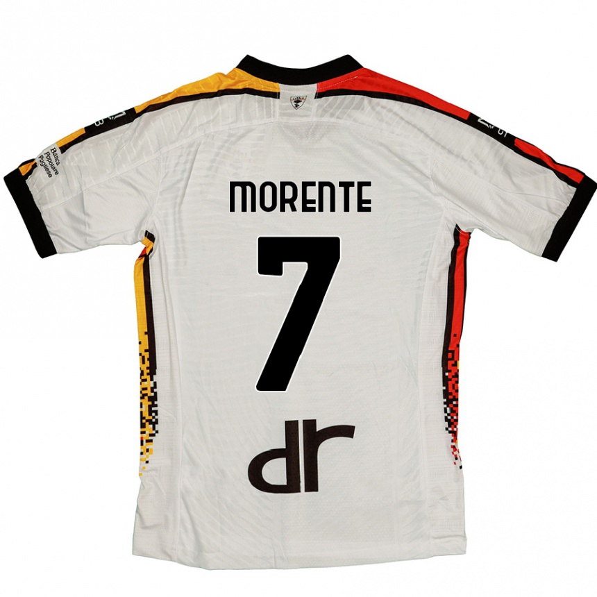 Kinder Fußball Tete Morente #7 Weiß Schwarz Auswärtstrikot Trikot 2024/25 T-Shirt Luxemburg