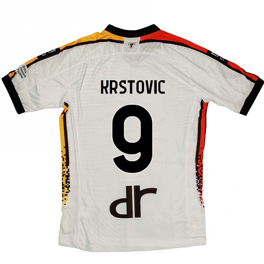 Kinder Fußball Nikola Krstovic #9 Weiß Schwarz Auswärtstrikot Trikot 2024/25 T-Shirt Luxemburg