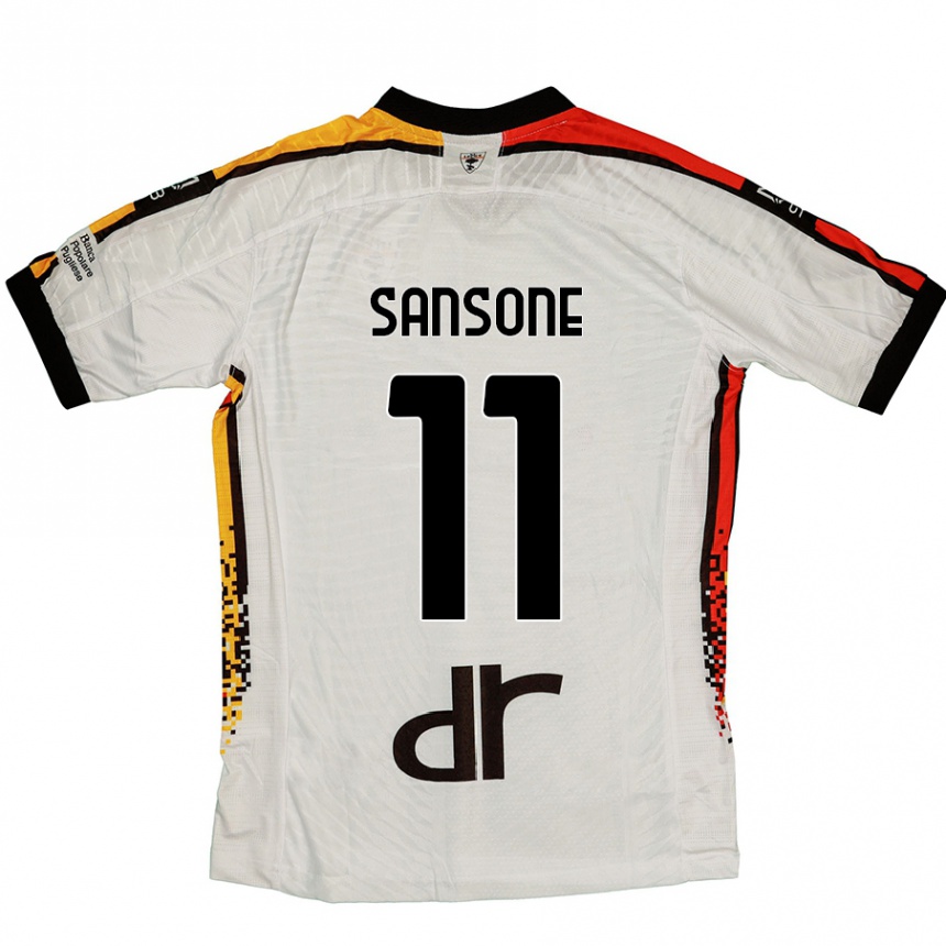 Kinder Fußball Nicola Sansone #11 Weiß Schwarz Auswärtstrikot Trikot 2024/25 T-Shirt Luxemburg