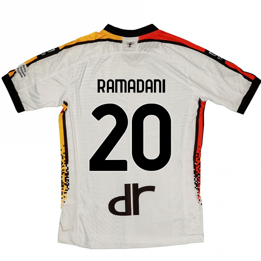 Kinder Fußball Ylber Ramadani #20 Weiß Schwarz Auswärtstrikot Trikot 2024/25 T-Shirt Luxemburg