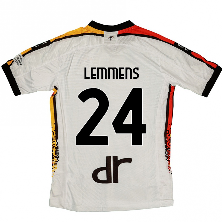 Kinder Fußball Mats Lemmens #24 Weiß Schwarz Auswärtstrikot Trikot 2024/25 T-Shirt Luxemburg