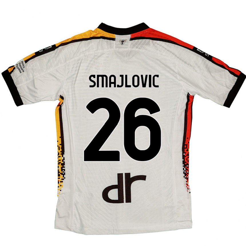 Kinder Fußball Zinedin Smajlovic #26 Weiß Schwarz Auswärtstrikot Trikot 2024/25 T-Shirt Luxemburg