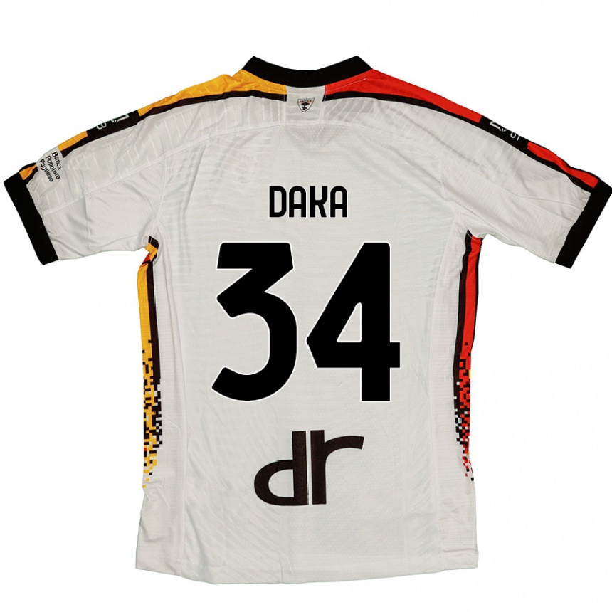 Kinder Fußball Dario Daka #34 Weiß Schwarz Auswärtstrikot Trikot 2024/25 T-Shirt Luxemburg