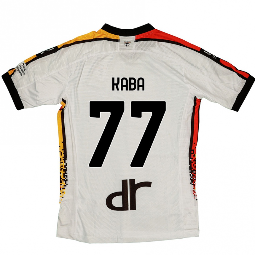 Kinder Fußball Mohamed Kaba #77 Weiß Schwarz Auswärtstrikot Trikot 2024/25 T-Shirt Luxemburg