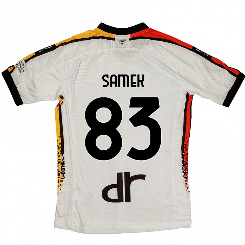 Kinder Fußball Daniel Samek #83 Weiß Schwarz Auswärtstrikot Trikot 2024/25 T-Shirt Luxemburg