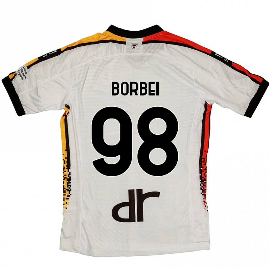 Kinder Fußball Alexandru Borbei #98 Weiß Schwarz Auswärtstrikot Trikot 2024/25 T-Shirt Luxemburg