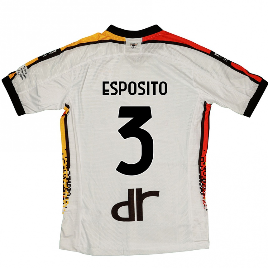 Kinder Fußball Sebastian Esposito #3 Weiß Schwarz Auswärtstrikot Trikot 2024/25 T-Shirt Luxemburg