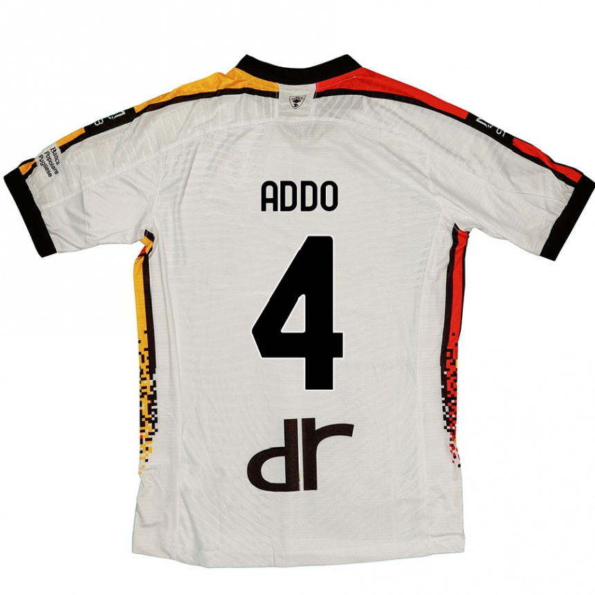 Kinder Fußball Vernon Addo #4 Weiß Schwarz Auswärtstrikot Trikot 2024/25 T-Shirt Luxemburg