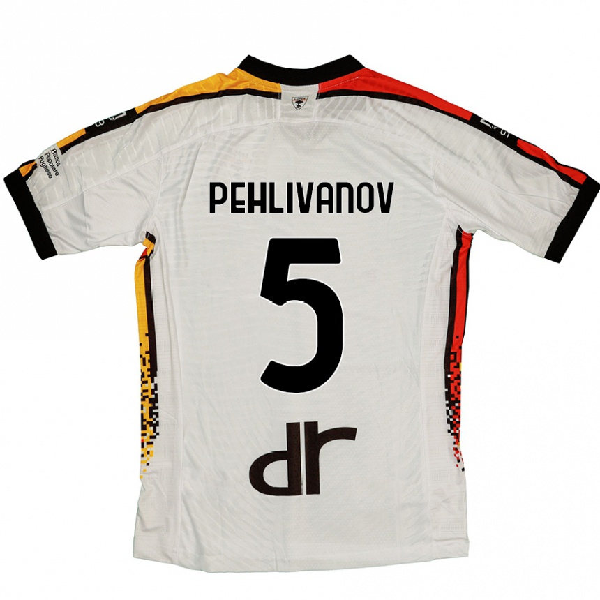 Kinder Fußball Cristian Pehlivanov #5 Weiß Schwarz Auswärtstrikot Trikot 2024/25 T-Shirt Luxemburg