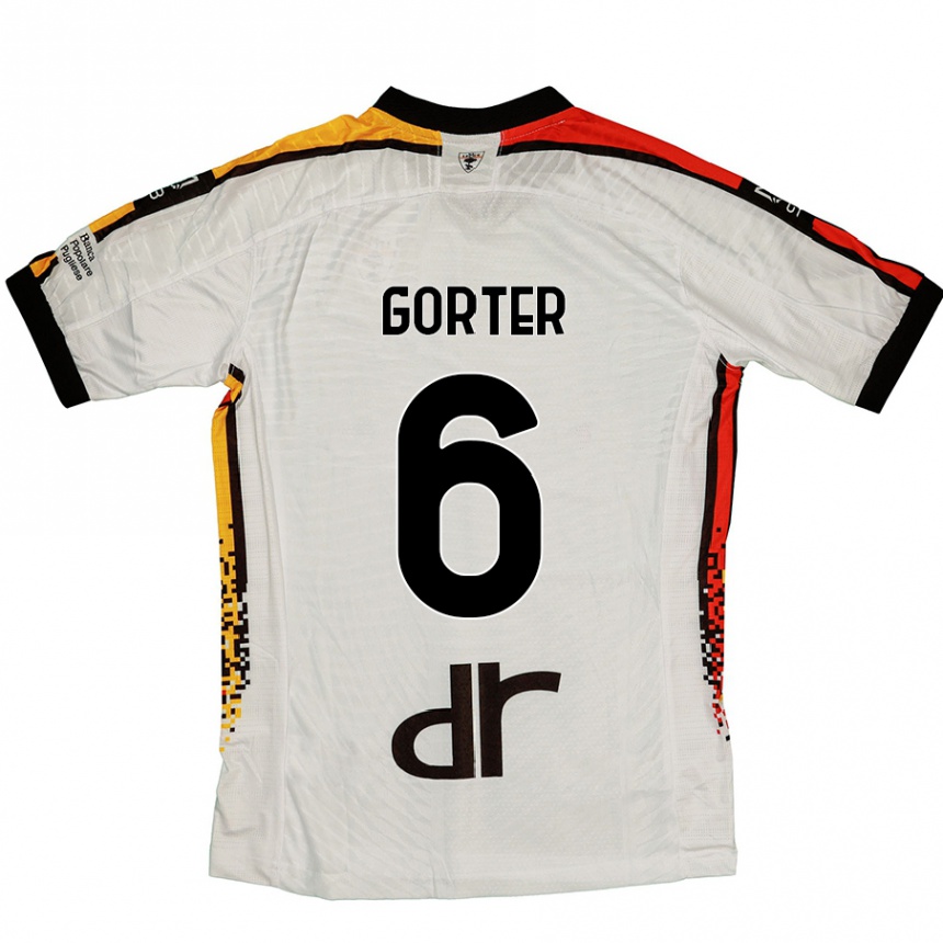 Kinder Fußball Olaf Gorter #6 Weiß Schwarz Auswärtstrikot Trikot 2024/25 T-Shirt Luxemburg