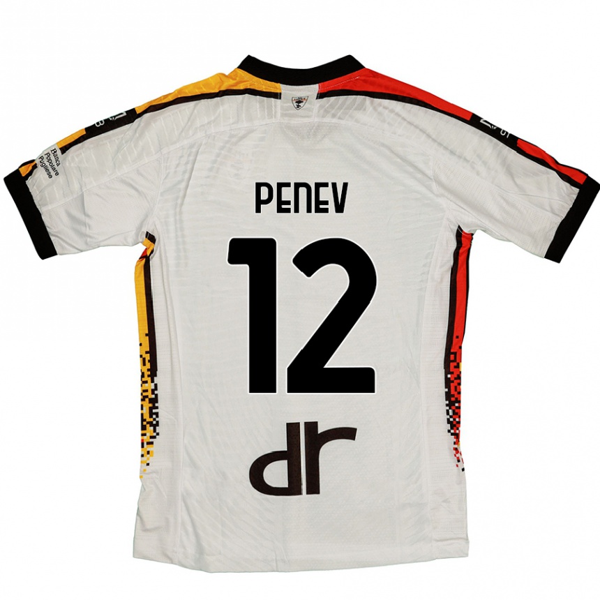 Kinder Fußball Plamen Penev #12 Weiß Schwarz Auswärtstrikot Trikot 2024/25 T-Shirt Luxemburg