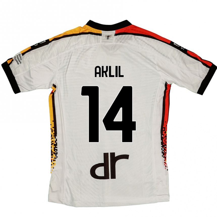 Kinder Fußball Lino Aklil #14 Weiß Schwarz Auswärtstrikot Trikot 2024/25 T-Shirt Luxemburg