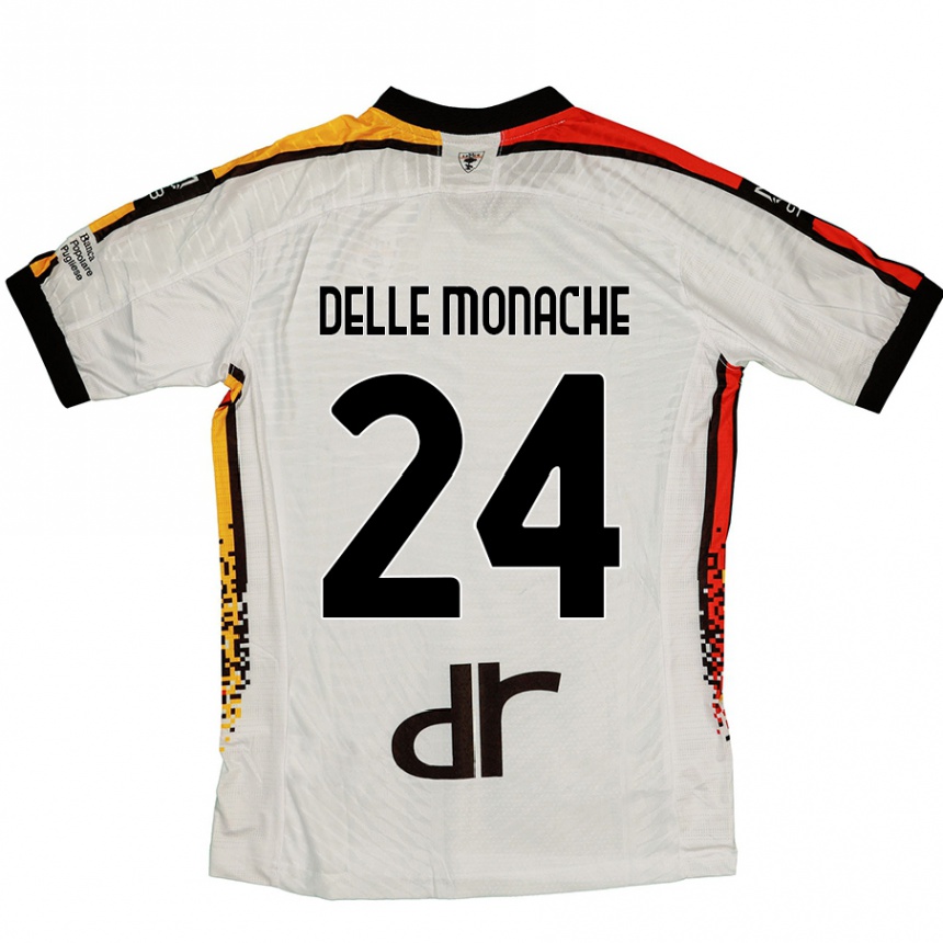 Kinder Fußball Marco Delle Monache #24 Weiß Schwarz Auswärtstrikot Trikot 2024/25 T-Shirt Luxemburg