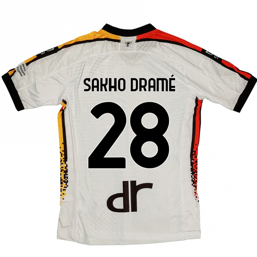 Kinder Fußball Samba Sakho Dramé #28 Weiß Schwarz Auswärtstrikot Trikot 2024/25 T-Shirt Luxemburg