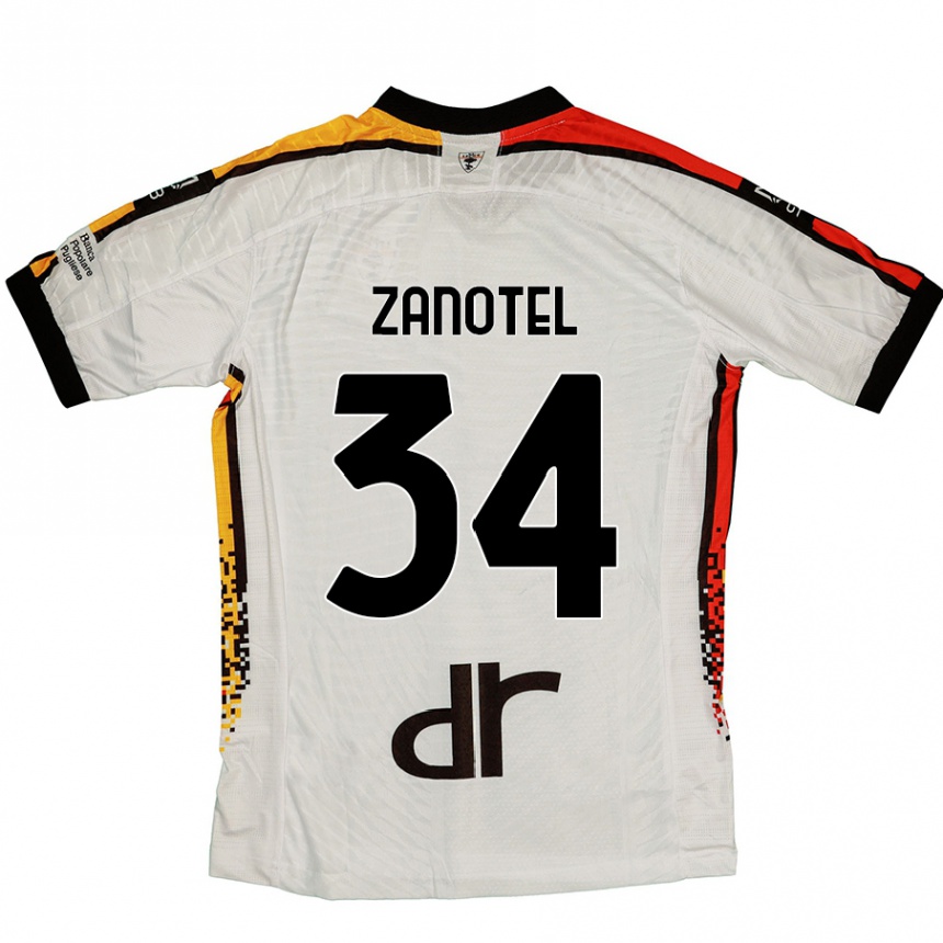 Kinder Fußball Giovanni Zanotel #34 Weiß Schwarz Auswärtstrikot Trikot 2024/25 T-Shirt Luxemburg