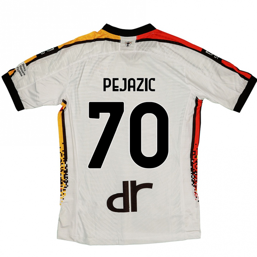 Kinder Fußball Mario Pejazic #70 Weiß Schwarz Auswärtstrikot Trikot 2024/25 T-Shirt Luxemburg