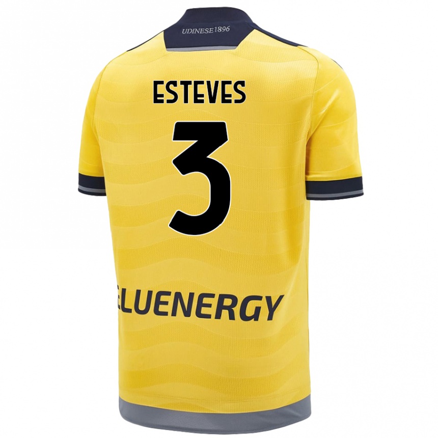 Kinder Fußball Gonçalo Esteves #3 Golden Auswärtstrikot Trikot 2024/25 T-Shirt Luxemburg