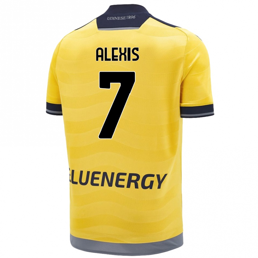 Kinder Fußball Alexis Sanchez #7 Golden Auswärtstrikot Trikot 2024/25 T-Shirt Luxemburg