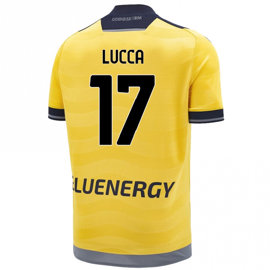 Kinder Fußball Lorenzo Lucca #17 Golden Auswärtstrikot Trikot 2024/25 T-Shirt Luxemburg