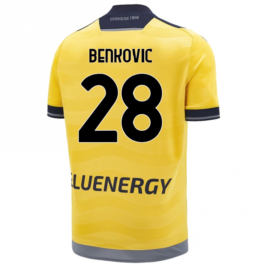 Kinder Fußball Filip Benkovic #28 Golden Auswärtstrikot Trikot 2024/25 T-Shirt Luxemburg