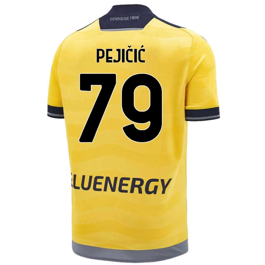 Kinder Fußball David Pejičić #79 Golden Auswärtstrikot Trikot 2024/25 T-Shirt Luxemburg