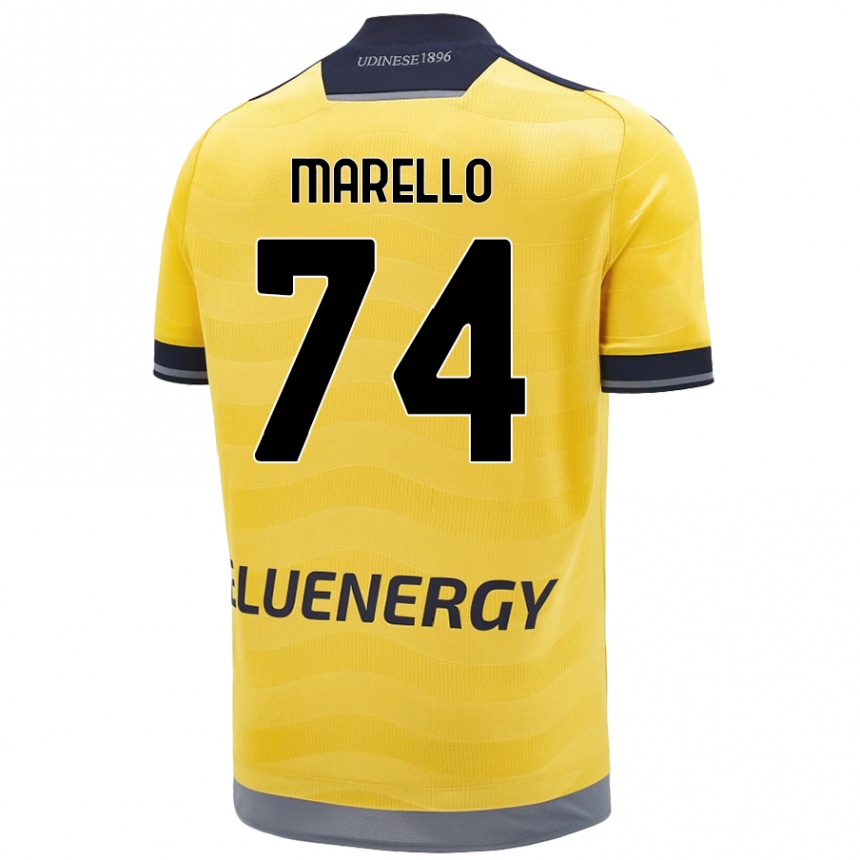 Kinder Fußball Mattia Marello #74 Golden Auswärtstrikot Trikot 2024/25 T-Shirt Luxemburg