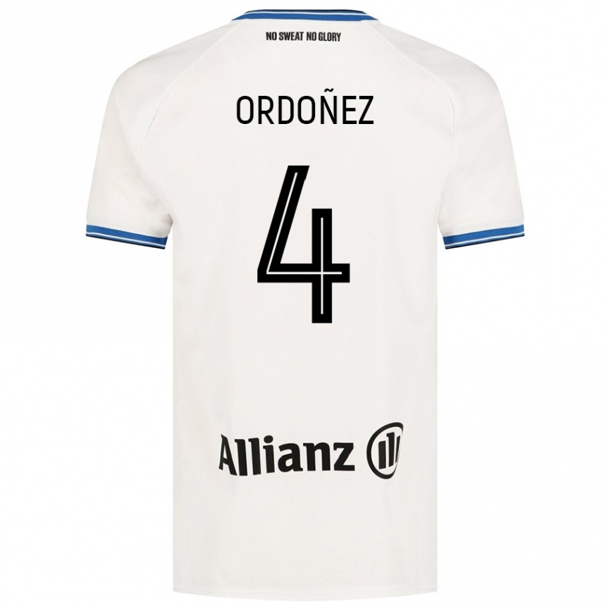 Kinder Fußball Joel Ordóñez #4 Weiß Auswärtstrikot Trikot 2024/25 T-Shirt Luxemburg