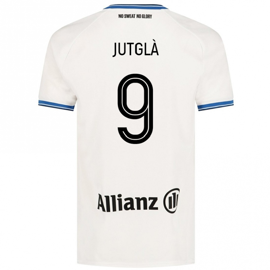 Kinder Fußball Ferran Jutglà #9 Weiß Auswärtstrikot Trikot 2024/25 T-Shirt Luxemburg