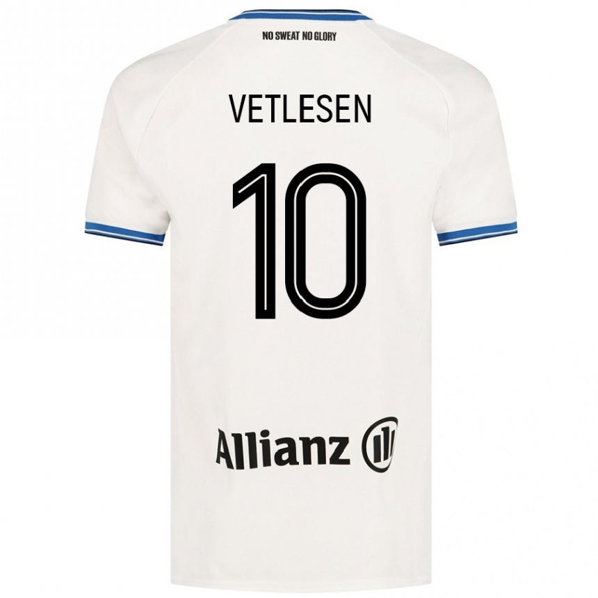 Kinder Fußball Hugo Vetlesen #10 Weiß Auswärtstrikot Trikot 2024/25 T-Shirt Luxemburg