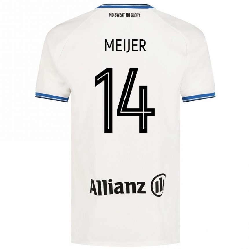 Kinder Fußball Bjorn Meijer #14 Weiß Auswärtstrikot Trikot 2024/25 T-Shirt Luxemburg