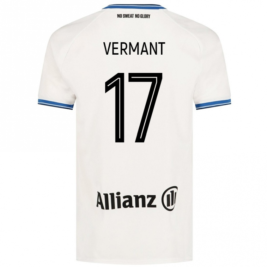 Kinder Fußball Romeo Vermant #17 Weiß Auswärtstrikot Trikot 2024/25 T-Shirt Luxemburg