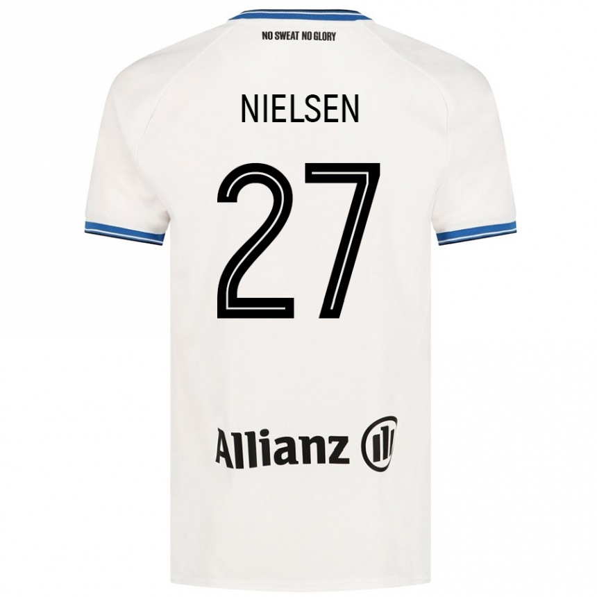 Kinder Fußball Casper Nielsen #27 Weiß Auswärtstrikot Trikot 2024/25 T-Shirt Luxemburg