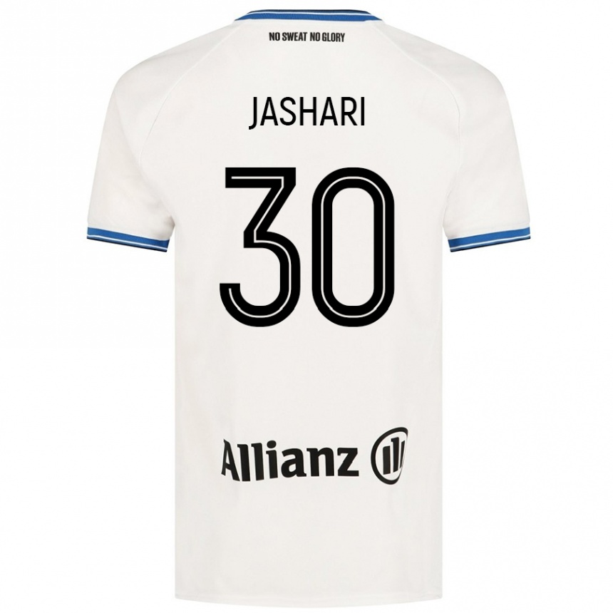 Kinder Fußball Ardon Jashari #30 Weiß Auswärtstrikot Trikot 2024/25 T-Shirt Luxemburg