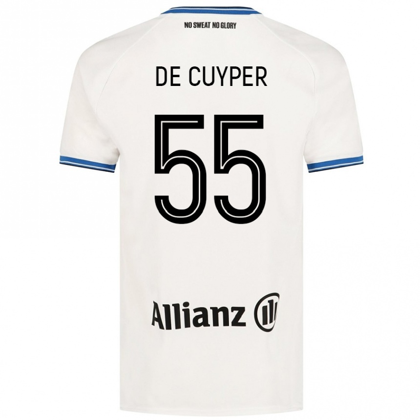 Kinder Fußball Maxim De Cuyper #55 Weiß Auswärtstrikot Trikot 2024/25 T-Shirt Luxemburg