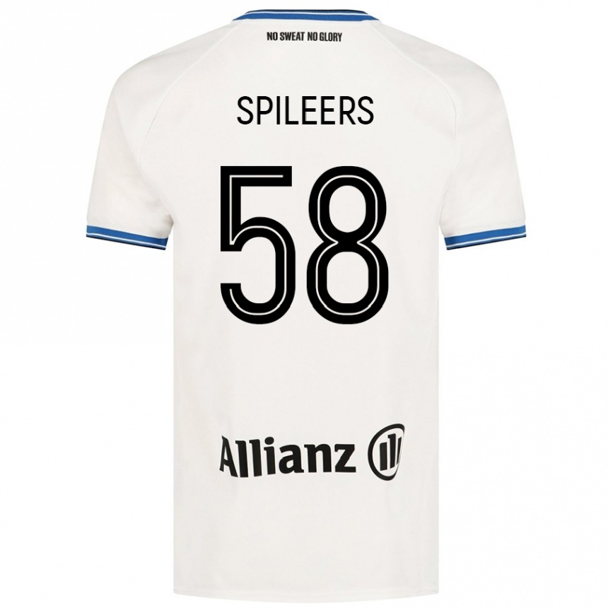 Kinder Fußball Jorne Spileers #58 Weiß Auswärtstrikot Trikot 2024/25 T-Shirt Luxemburg