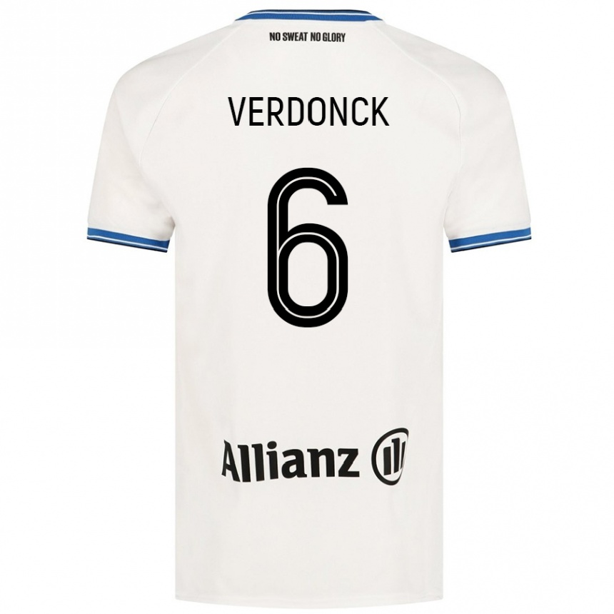 Kinder Fußball Saar Verdonck #6 Weiß Auswärtstrikot Trikot 2024/25 T-Shirt Luxemburg