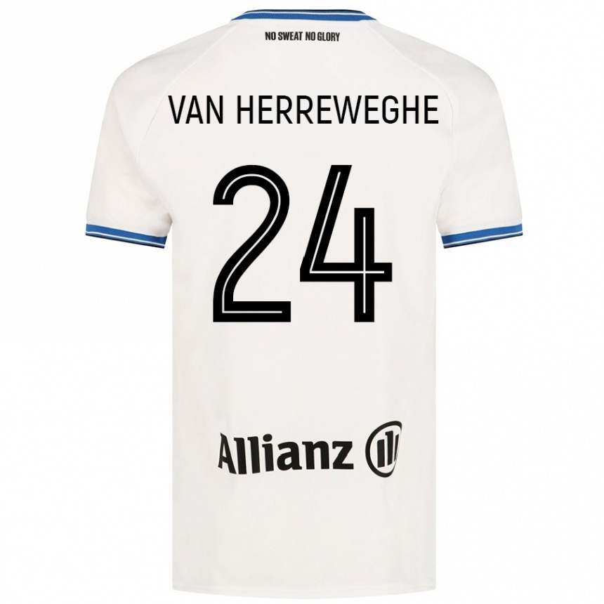 Kinder Fußball Febe Van Herreweghe #24 Weiß Auswärtstrikot Trikot 2024/25 T-Shirt Luxemburg