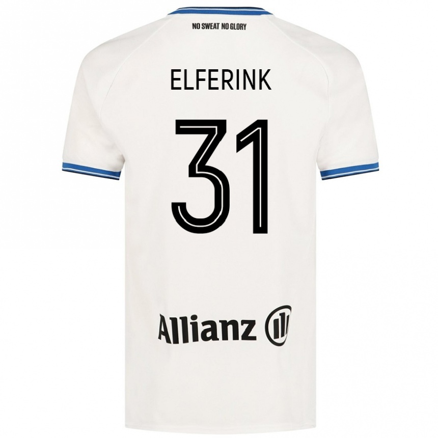 Kinder Fußball Marie Elferink #31 Weiß Auswärtstrikot Trikot 2024/25 T-Shirt Luxemburg