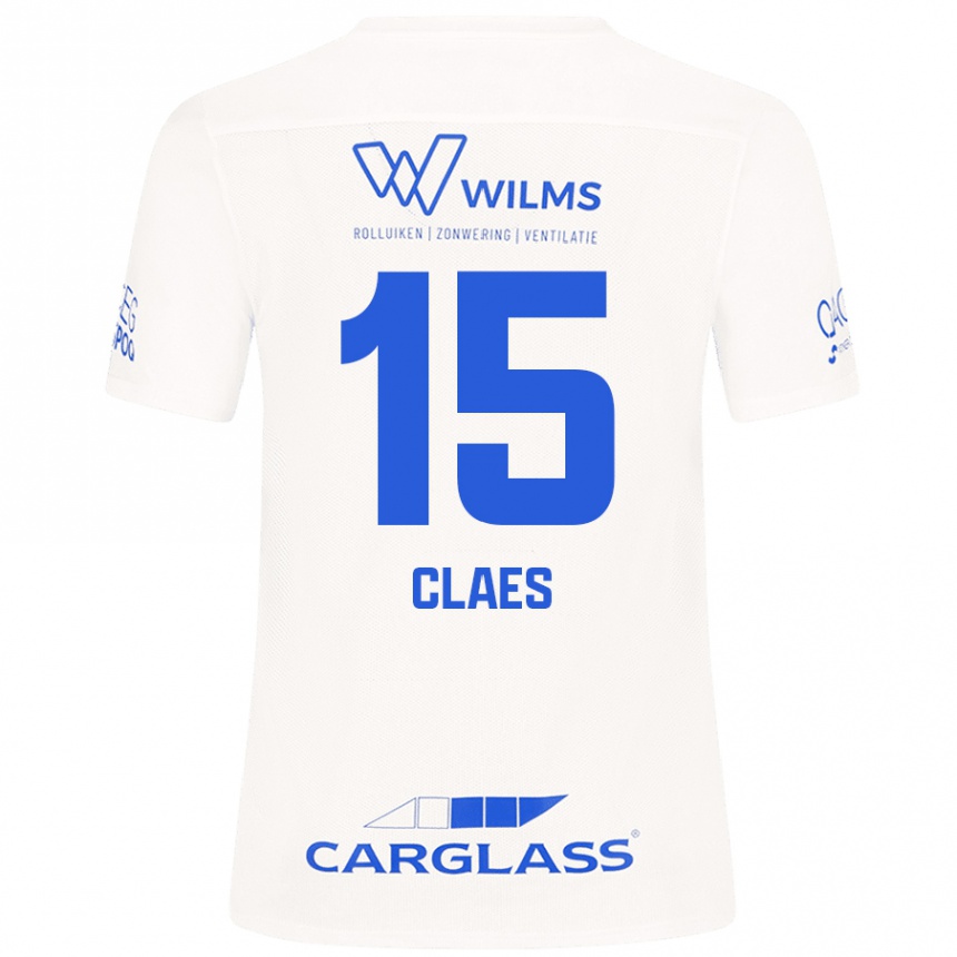 Kinder Fußball Thomas Claes #15 Weiß Auswärtstrikot Trikot 2024/25 T-Shirt Luxemburg