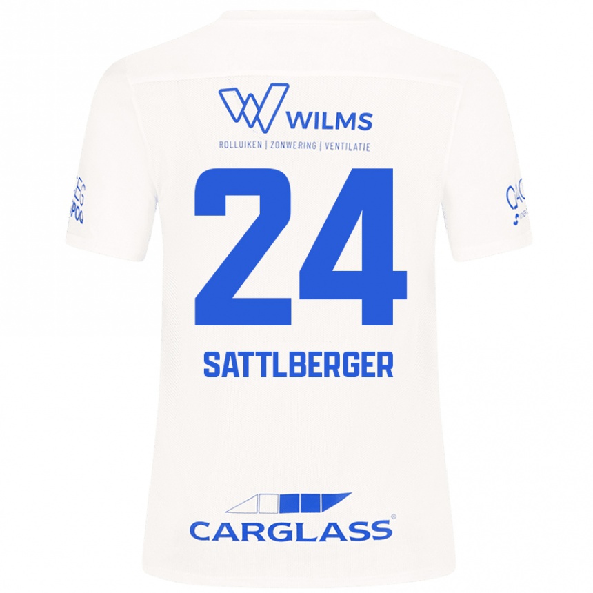 Kinder Fußball Nikolas Sattlberger #24 Weiß Auswärtstrikot Trikot 2024/25 T-Shirt Luxemburg