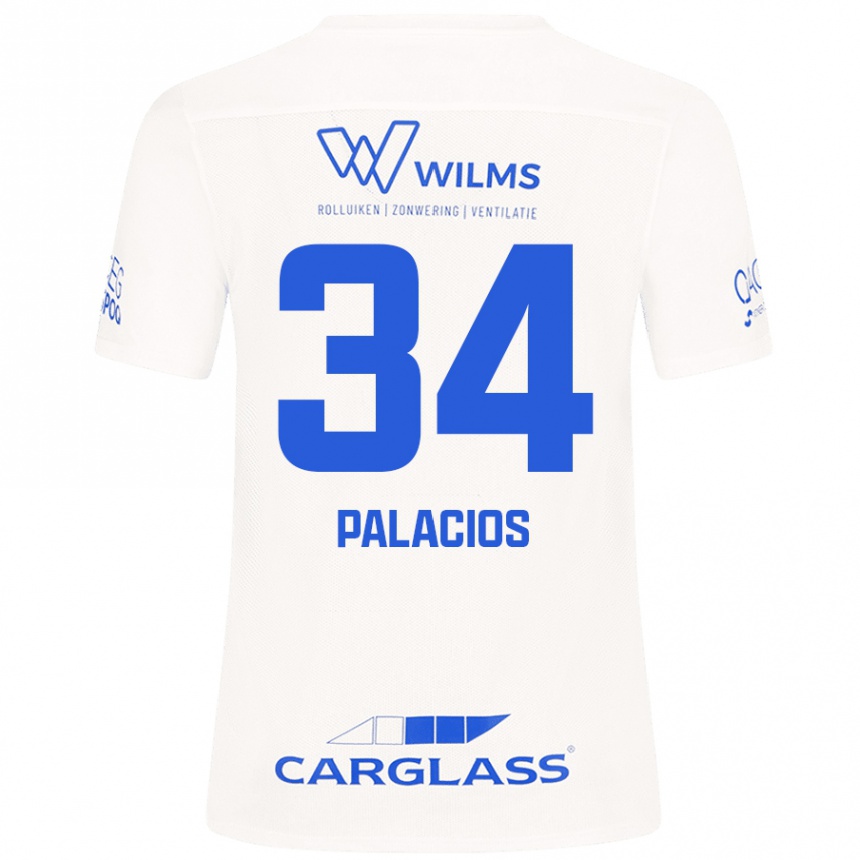 Kinder Fußball Adrián Palacios #34 Weiß Auswärtstrikot Trikot 2024/25 T-Shirt Luxemburg