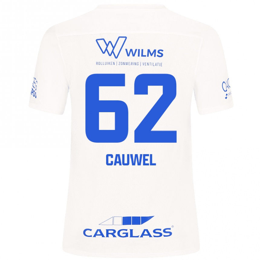 Kinder Fußball Michiel Cauwel #62 Weiß Auswärtstrikot Trikot 2024/25 T-Shirt Luxemburg