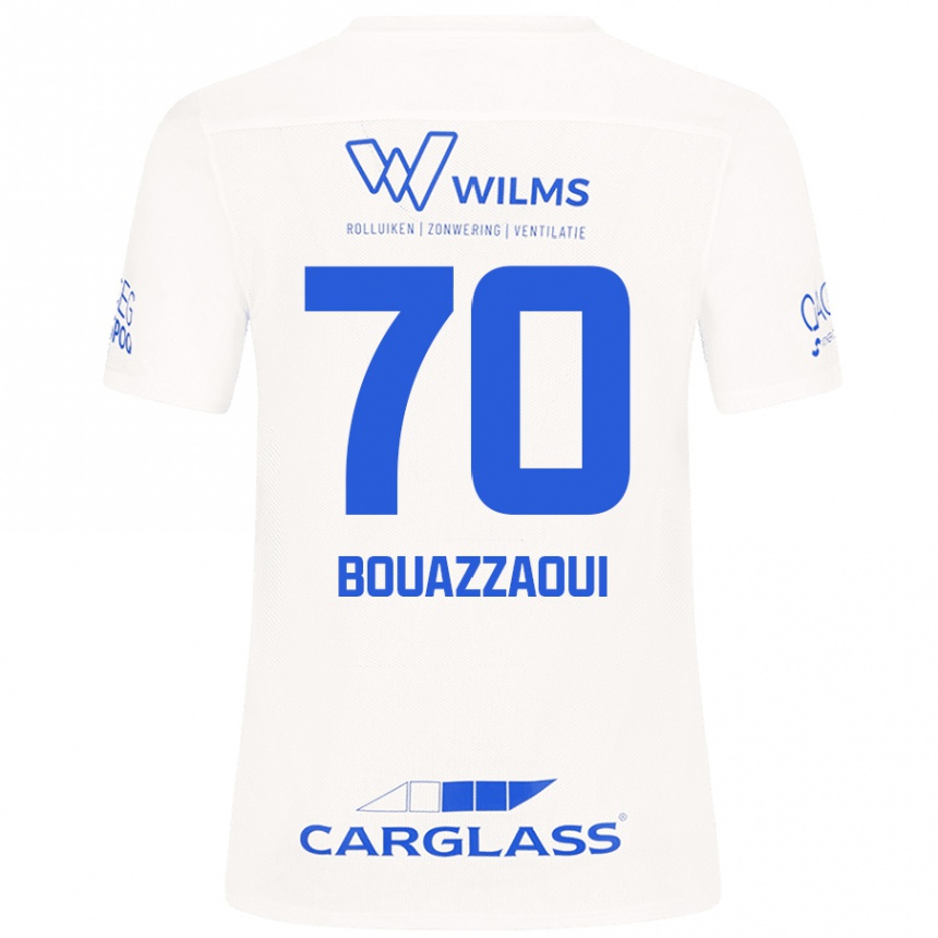 Kinder Fußball Ilyas Bouazzaoui #70 Weiß Auswärtstrikot Trikot 2024/25 T-Shirt Luxemburg