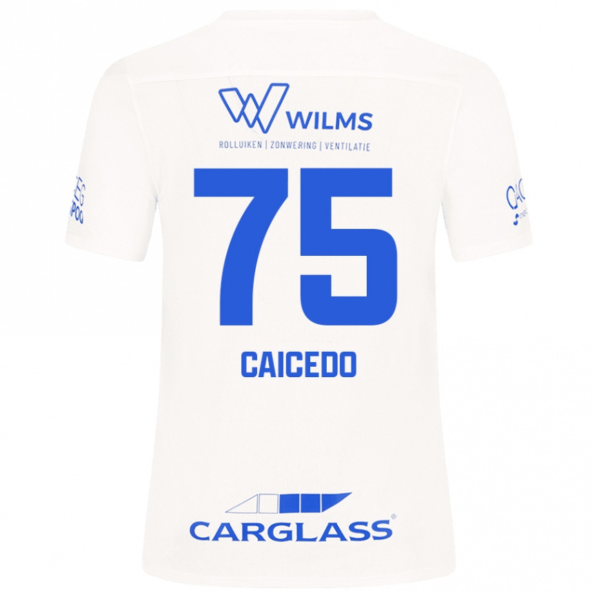 Kinder Fußball Alfred Caicedo #75 Weiß Auswärtstrikot Trikot 2024/25 T-Shirt Luxemburg