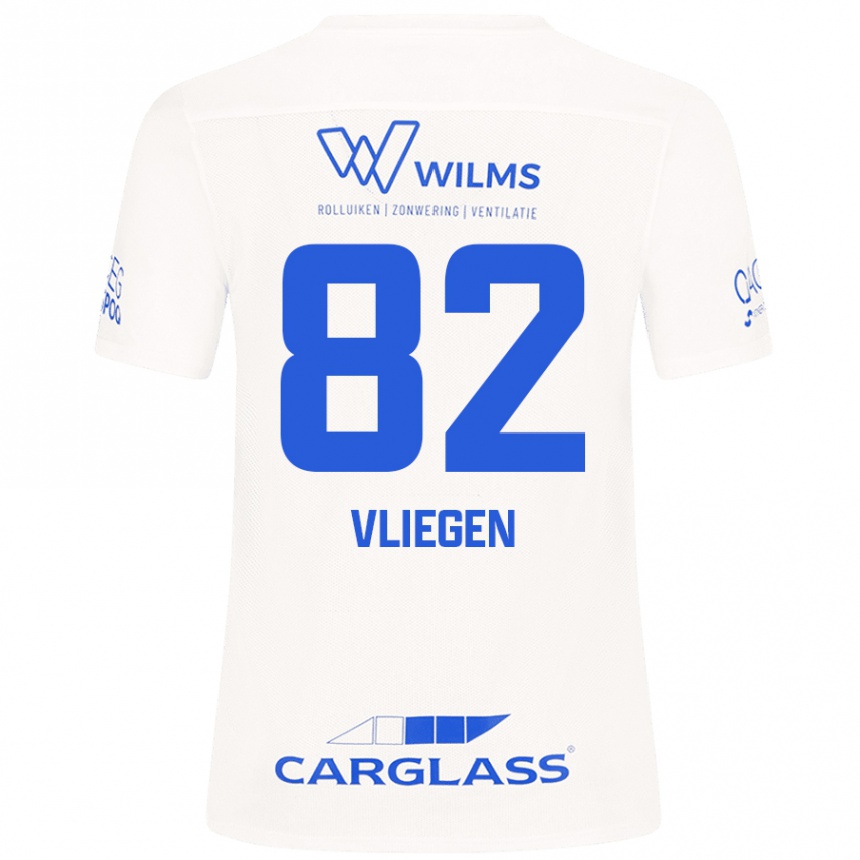 Kinder Fußball Olivier Vliegen #82 Weiß Auswärtstrikot Trikot 2024/25 T-Shirt Luxemburg