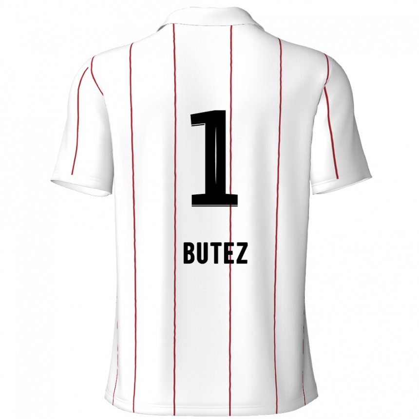 Kinder Fußball Jean Butez #1 Weiß Schwarz Auswärtstrikot Trikot 2024/25 T-Shirt Luxemburg