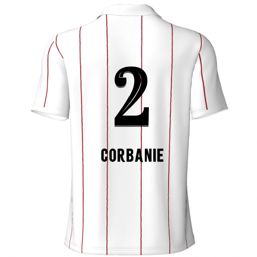 Kinder Fußball Kobe Corbanie #2 Weiß Schwarz Auswärtstrikot Trikot 2024/25 T-Shirt Luxemburg