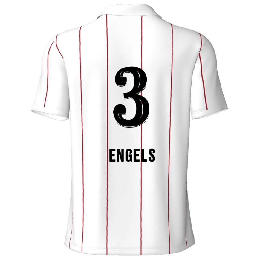 Kinder Fußball Björn Engels #3 Weiß Schwarz Auswärtstrikot Trikot 2024/25 T-Shirt Luxemburg