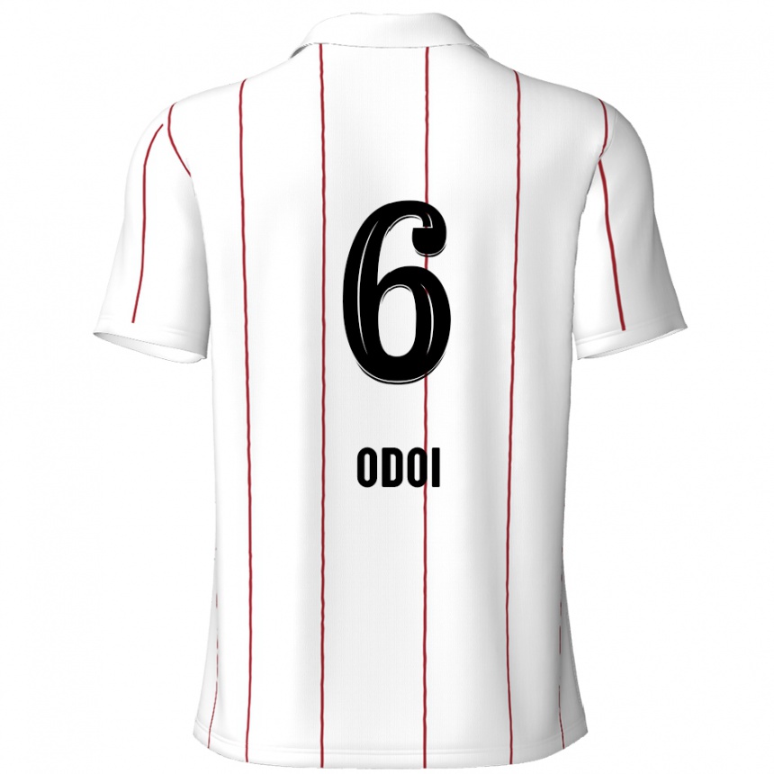 Kinder Fußball Denis Odoi #6 Weiß Schwarz Auswärtstrikot Trikot 2024/25 T-Shirt Luxemburg